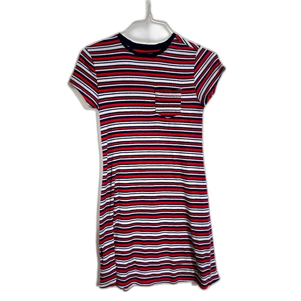 Striped Pocket Dress - Red, Navy & White